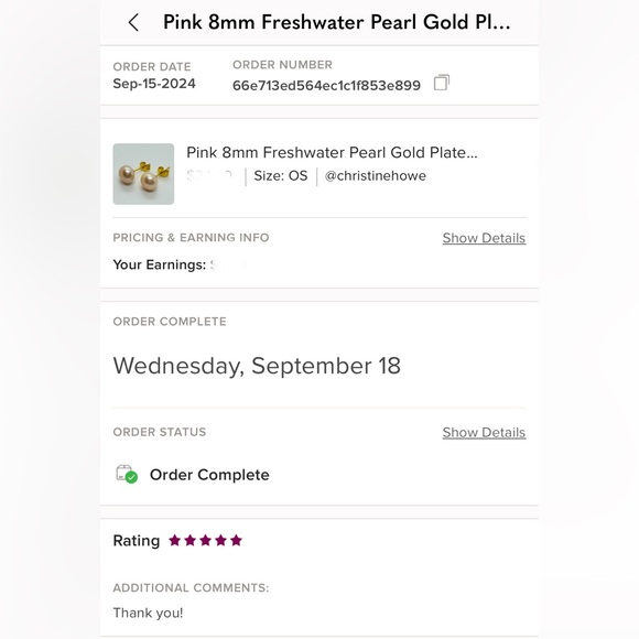 Pink 8mm Freshwater Pearl Gold Plated Stud Earrings - Picture 7 of 7